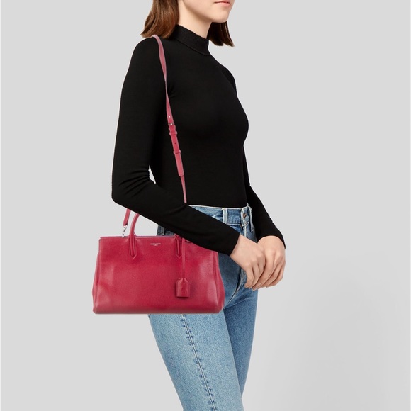 Saint Laurent YSL Small Cabas Rive Gauche 2Way Top Handle Tote Bag Purse - Picture 5 of 17